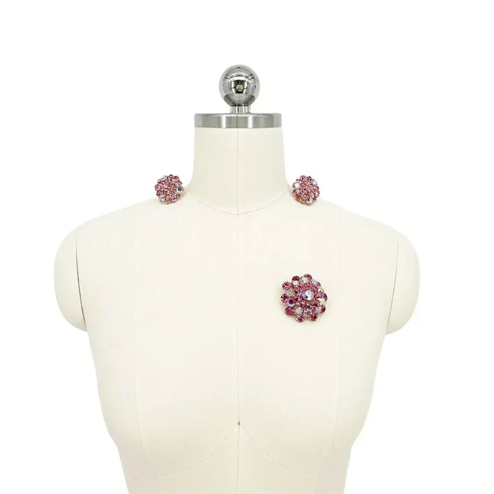 BROOCH VINTAGE Rhinestone Brooch & Clip-on Earring Set